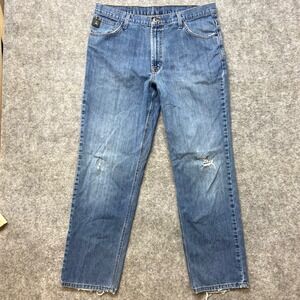 Cinch Green Label Straight Jeans Men's Size 38x34 Blue Distressed Western Denim